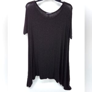 Brandy Melville Black Burnout Sharkbite T-Shirt Mini Dress XS Made in Italy